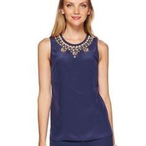 Lilly Pulitzer Navy Havana Silk Top (Size Small)